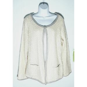 Soft Surroundings Womens Cream l Gray  Sequin Jacket Size 1X Glam Holidays Boho
